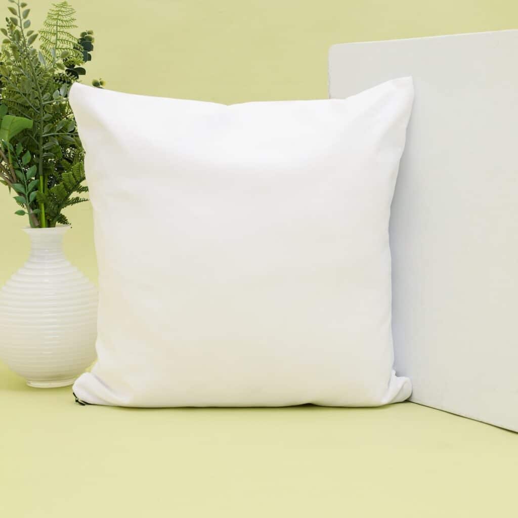 white throw pillow on white couch