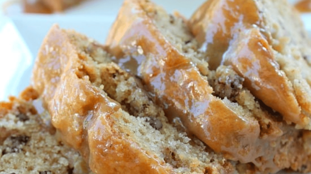 Apple Pecan Cake with Caramel Glaze