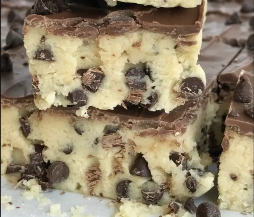 No Bake Chocolate Chip Cookie Dough Bars Recipe