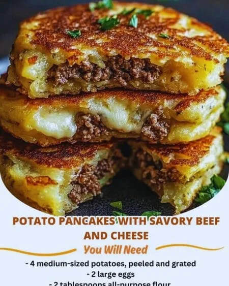 Potato Pancakes with Savory Beef and Cheese