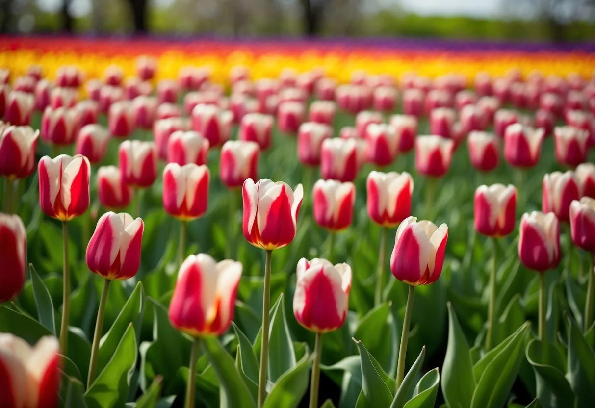 A field of vibrant Coldplay tulips swaying in the breeze